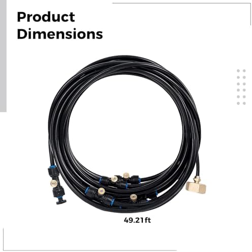 Misting Cooling System, 49 ft / 15 Meters Outdoor Mister Kit with 21 Brass Nozzles, Low Pressure Watering System for Patio and Garden Cooling, DIY Setup, Easy Install, US Standard Connector - Image 5
