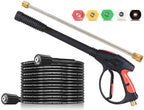 Brass Power Washer Gun and Hose Kit, Pressure Washer Gun with Replacement Wand Extension, 25 FT Power Washer Hose, 5 Nozzle Tips, M22 Fitting, 40 Inch Adjustable Length, 4000 PSI by iMeshbean