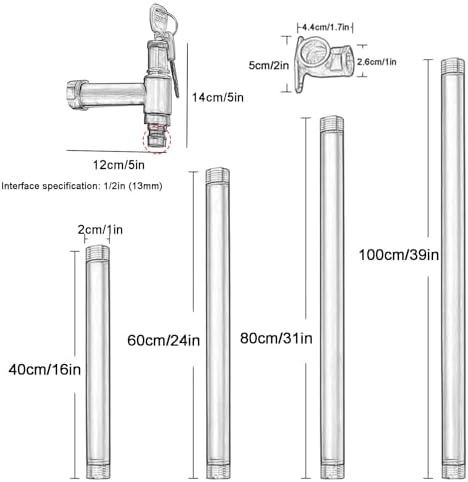 Floor Mounted Faucet Outdoor Water Pipe Vertical Fountain Irrigation Column,Freestanding Antifreeze Garden Water Column - 80cm/31in Cylindrical Design with Lock Faucet, Elegant Gold Finish f - Image 3