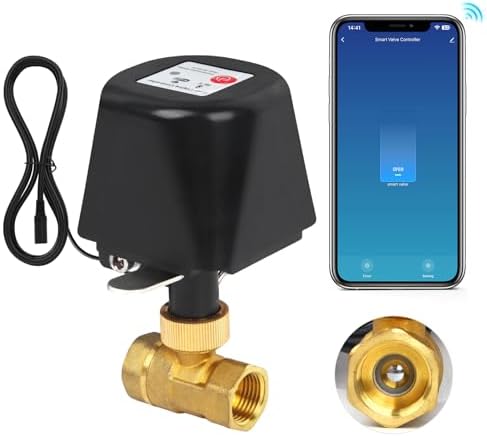 WIFI & Bluetooth Smart Water Valve, DN15 Ball Brass Valve, WIFI Control Water Shutoff Valves Compatible With Alexa, Google and Application Program iOS/Android, Only 2.4GHZ WiFi(1/2") by Owfeel