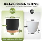 QCQHDU 10 inch Plant Pot, 2 Pack Planters for Indoor Plants with Drainage Holes & Saucer, Outdoor Flower Pots Home Garden Modern Decor - Image 2