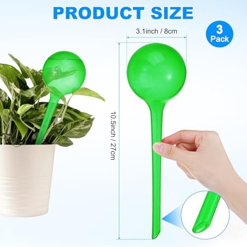 M METERXITY 3-Pack Plant Watering Globes, 10.5 Inch Plastic, Green - Image 3