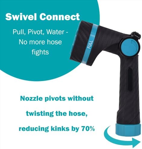 Heavy Duty 5-Pattern Thumb Control Hose Nozzle with Swivel Connector Ergonomic Non-Slip Grip Garden Water Sprayer - Image 2