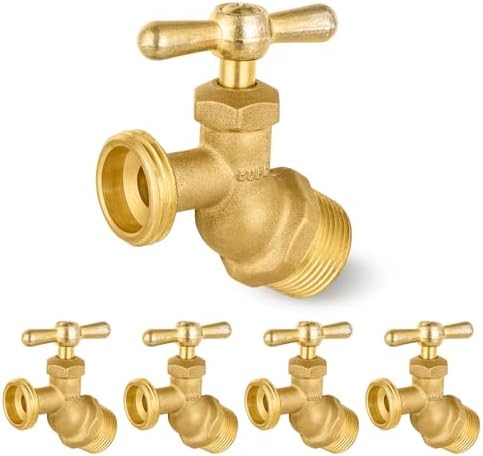 5PC HeSun 3/4" MIP Inlet x 3/4" MHT Outlet No-Kink Hose Bibb Valve by HeSun