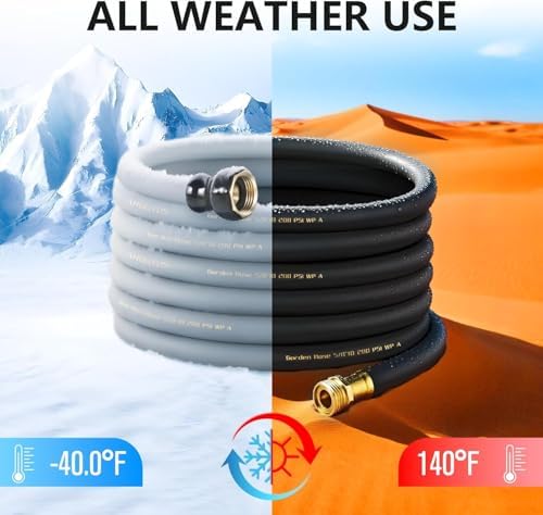 Garden Hose 5/8"x 150ft Brass Rubber Heavy Duty Water Hose 600 PSI Black - Image 6