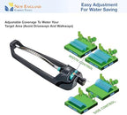 Turbo All-Metal Oscillating Sprinkler 100005 for Lawn, Heavy Duty Metal Tube & Base, Adjustable Pattern to Cover Up to 4,000 Sq Ft, 18 Brass Nozzles for Even Watering, by New England Garden Tools - Image 4