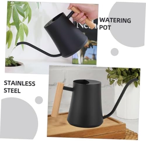 Happyyami Vintage Metal Watering Can Durable Stainless Steel Indoor Plant Kettle with Wooden Handle Portable Capacity for Convenient Watering of Flowers and Plants - Image 5