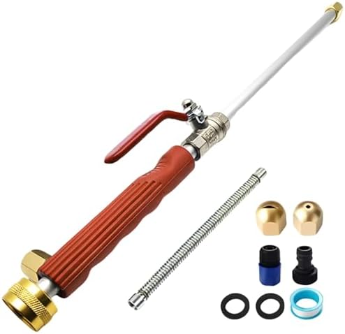 Strong Pressure Hose Nozzle Set with 2 Nozzles, 19 in / 48.5 cm Garden Hydro Blast Nozzle, Power Washing Wand for Hose Cleaning, Car Wash Kit with Gloves and Extension Tube by LUMINFLY