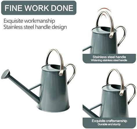 1.5 Gallon Metal Watering Can for Outdoor Plants, Large Watering Can, Gray - Image 4
