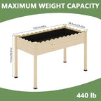 Raised Garden Bed with Legs, 48x24x30in Tall Wooden Elevated Planter Box with Liner for Flowers Vegetables Herbs, Wavy Profile Outdoor Raised Bed for Balcony/Patio/Backyard - Image 3