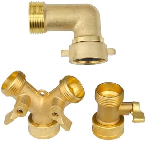 Heavy Duty Brass 1-2-4 Way Splitter Garden Hose Hexagonal Connector with Grip Shut Off Valves Adapter for Water Tap for Water Faucet & Spigot(2 Way USA) - Image 4