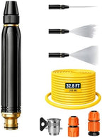 High Pressure Hose Nozzle, Power Washer Nozzle with Multiple Spray Patterns & Booster, Heavy Duty Metal Pressure Washer Hose Attachment for Car Wash, Patio, Garden Watering & Pet Cleaning(1 Pack+10m) by Unknown
