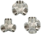 BUILDRA 1/4" 3/8" 1/2" 3/4" 1" 1.2" .5" Female 3/4/5 Ways Corner Splitter Stainless Steel Pipe Fitting Connector(3 Ways,1/2") - Image 2