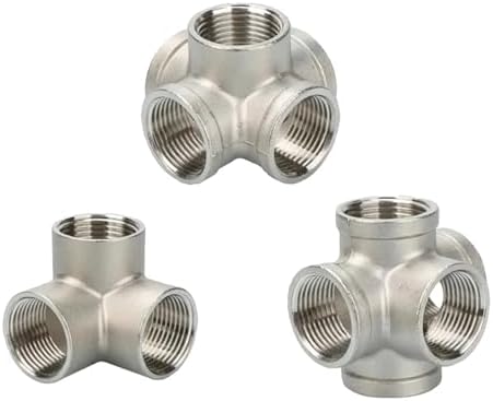 1/4" 3/8" 1/2" 3/4" 1" 1.2" .5" Female 3/4/5 Ways Corner Splitter Stainless Steel Pipe Fitting Connector(4 Ways,3/4") - Image 2