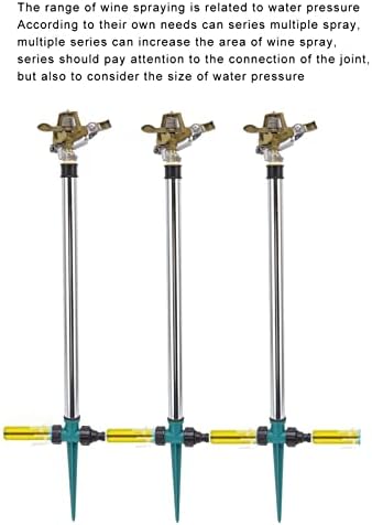 Zinc Alloy Impact Sprinkler, with Spike Base, Adjustable 15 to 360 Degree Automatic Rotating, with Diffuse Mode and Direct Mode, for 3000 sq ft Large Area Coverage Lawn Patio Garden - Image 7