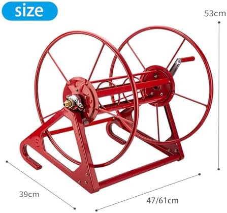 Large Capacity Hose Reel Storage Holder, Wall Mount Freestanding Garden Hose Organizer with Hand Crank, Hook design, Durable Metal Frame for Outdoor Watering Equipment(61x39x53cm) - Image 7