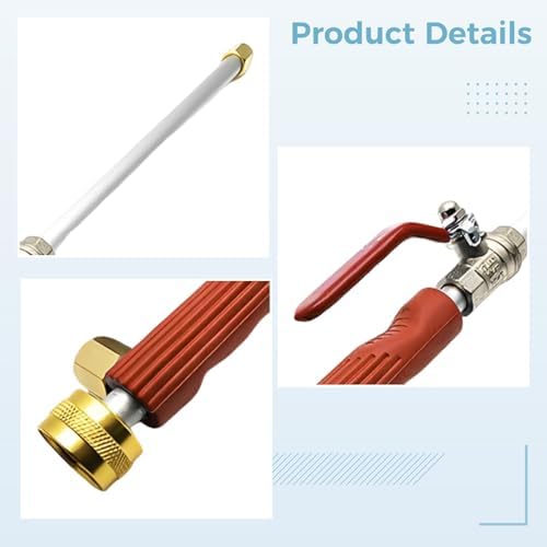 Strong Pressure Hose Nozzle Set with 2 Nozzles, 19 in / 48.5 cm Garden Hydro Blast Nozzle, Power Washing Wand for Hose Cleaning, Car Wash Kit with Gloves and Extension Tube - Image 4