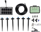 WALFRONT Automatic Watering Pot Plant Solar Drip Irrigation System, 24V DC with LED Timer, Rainwater Collector, Hose and Dripper Kit for Indoor Outdoor Garden Greenhouse (Black) - Image 5