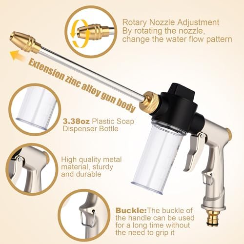 Lounsweer 6 Pack 2 In 1 High Pressure Hose Nozzle with Soap Foam Sprayer - Image 4