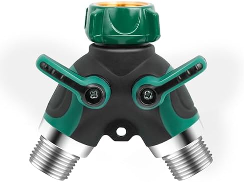 Diivoo Hose Splitter 2 Way, Heavy Duty Metal Y Spigot Splitter, High Flow Hose Connector, Easy Grip Faucet Splitter, Solid Hose Bib Splitter for Outdoor Gardening Hoses, 3/4" Standard by Diivoo