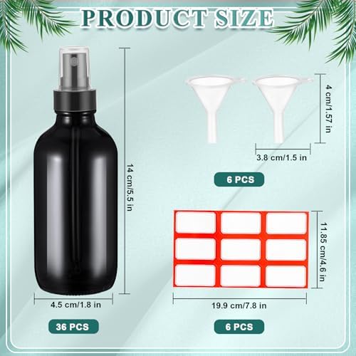 Fumete 36 Pcs 4oz Glass Spray Bottles Fine Mist, Black, Classic - Image 2