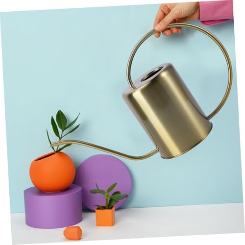 ORFOFE Stainless Steel Watering Pot with Long Spout Ergonomic Handle Rust-Resistant Watering Kettle for Indoor Outdoor Plants Gardening and Vegetable Garden Use Golden - Image 2