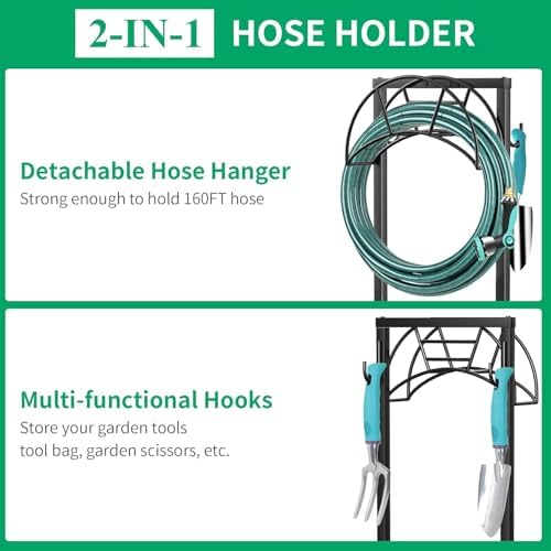 TomCare Garden Hose Holder, 4 Spikes Heavy Duty Hose Stand for 160FT Hose - Image 5