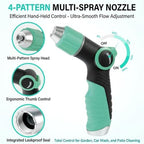 High Pressure Garden Hose Nozzle with 4 Spray Patterns & Thumb Control (Lake Blue) - Image 5
