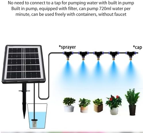 Spray Irrigation System Kit Solar Powered Automatic Self Watering System Customizable Watering Timer IP67 for Greenhouse Garden Lawn Indoor Outdoor ABS 10m Hose 15 Spray Heads - Image 7