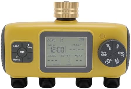 Lawn Irrigation Timers 4 Zone, Programmable Water Timer for Garden Hose with Rain Delay, Smart Automatic Watering System, Easy Set Sprinkler Timer for 3/4 1/2 Faucet Outdoor Yard by Unknown