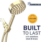 HammerHead Metal 1-Spray Shower Head with Handheld High Pressure, Long Hose - Image 2