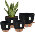Self Watering Pots with Water Level Indicator, 12" 10" 9" 8" Large Plastic Flower Pots with Mesh Drainage Hole and Removable Saucer Reservoir for Indoor Outdoor Plants 4pcs （Black by ZDZDFF