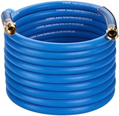 5/8 IN. × 75FT. Heavy Duty Rubber Garden Hose, High Flow 5/8" I.D. Brass Fitting No Memory Durable Heavy Duty Water Hose for Watering, Irrigation, Water Transfer Pump by Flaronro