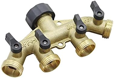 Hose Connector Adapter 3/4" Threaded Brass American/European Valved Four-way Distributor Garden Irrigation Watering Fitting Faucet Connector (Color : American Standard) - Image 7