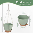 Vanslogreen 12 Inch Hanging Planters for Indoor Outdoor Plants, Self Watering Hanging Pot with Drainage Holes & Removable Tray, Macrame Plant Hanger for Boho Home Decor (Ivory+White) (Ivory+Green) - Image 3