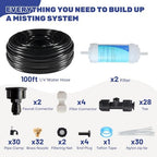 Maotong 100FT Mister for Outside Patio Misting Cooling System, 100FT (30M) Misting Line+32 Brass Mist Nozzles+Water Filter, Outdoor Mister System for Garden Greenhouse Trampoline Waterparke - Image 2