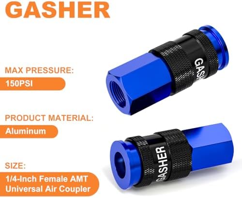 GASHER 12PCS Aluminium 1/4 Inch Female AMT Universal Air Coupler,1/4 NPT Basic Flow Quick Connect Air Coupler For Professional Jobsites, In automotive Shops Or At Home（blue） - Image 6