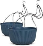 Dexceder 9.8 Inch Self Watering Hanging Planter (2 Pack, Deep Blue) by Dexceder