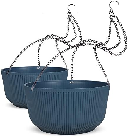 Dexceder 9.8 Inch Self Watering Hanging Planter (2 Pack, Deep Blue) by Dexceder