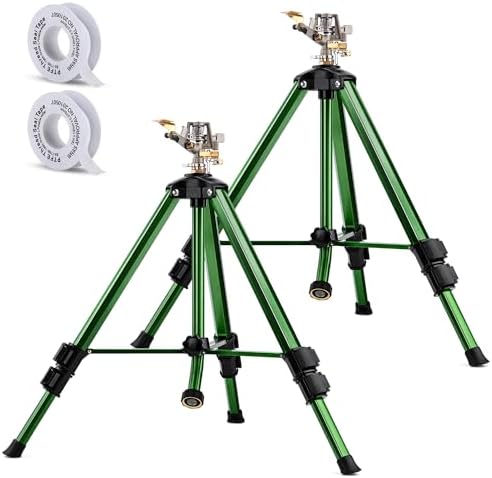 Pattiumo 2 Pack Lawn Sprinklers for Yard - 360° Tripod Sprinklers for Yard Large Area - Heavy Duty with 3/4 Inch Connector and Extension Legs - Flip Locks by Pattiumo