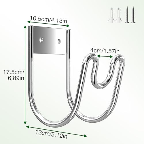 Stainless Steel Garden Hose Holder - Silver SS304 Water Hose Holder - Wall Mounted Hose Hanger Heavy Duty for Water Hose Extension Cords Vacuum Hose, Anti-Rust (2 Pack) - Image 4