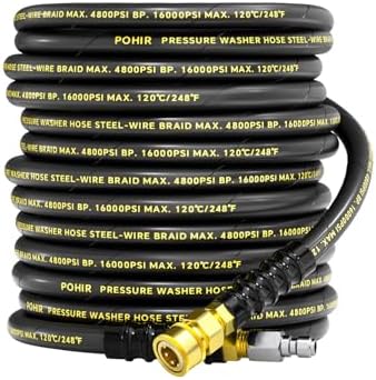 POHIR Pressure Washer Hose 3/8" ID, 50FT 4800PSI Commercial Grade by POHIR