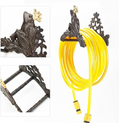 Sungmor Heavy Duty Cast Iron Garden Hose Holder | Water Hose Hanger Wall Mounted | Decorative Indoor Outdoor Hose Rack Reel | 50FT 75FT 100FT Water Hose Bulter Storage | Lovely Frog Metal Hose Stand - Image 4