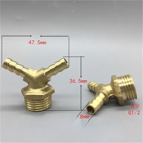 5/16 Fuel Shut Off Valve 2pcs 8mm 10mm Hose Barb Y Type Three 3 Way Brass Shut Off Ball Valve Pipe Fitting Connector Adapter For Fuel Gas Water Oil Air For Water Gas Fuel Drip Irrigation(6mm) - Image 5