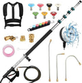 24FT Telescoping Pressure Washer Extension Wand, 4000PSI High Reach Power Washer Wand with Rotary Brush, 7 Nozzles & M22 Adapters, Gutter Cleaning Tool for Second Story Window Patio Garden by Lunluarai