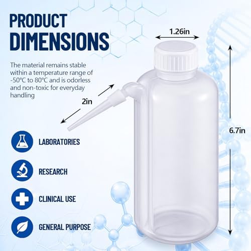 10 Pack 500ml Squeeze Wash Bottles PE Plastic Lab Wash Bottle with Down Spout Translucent Wide Mouth Lab Dispensing Bottles for Liquid Washing Tattoo Cleaning Plant Watering - Image 2