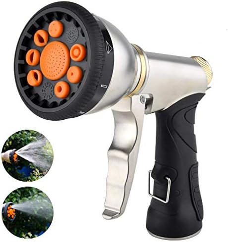 Garden Hose Nozzle Sprayer Gun, 9 Adjustable Watering Patterns, Heavy Duty Metal High Pressure Water Gun, Comfort Grip Gardening Watering Tool for Car Washing, Watering Lawn, Pet Shower, Road Cleaning - Image 4