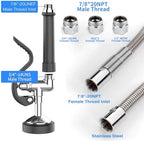 MSTJRY Spray Valve with 45" Pre Rinse Hose, Commercial Sink Sprayer Hose Pre Rinse Sprayer with Flexible Stainless Steel Hose Assembly for Commercial Kitchen Faucets, Polished Chrome(Black,3 Adapters) - Image 3