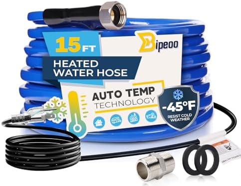 15FT 30FT 50FT 75FT 100FT Heated Water Hose for Rv,Heated Water Hose Antifreeze to -45°F,Great Rv Accessories for Campers,Livestock,Agriculture,Lead and BPA Free by Bipeoo