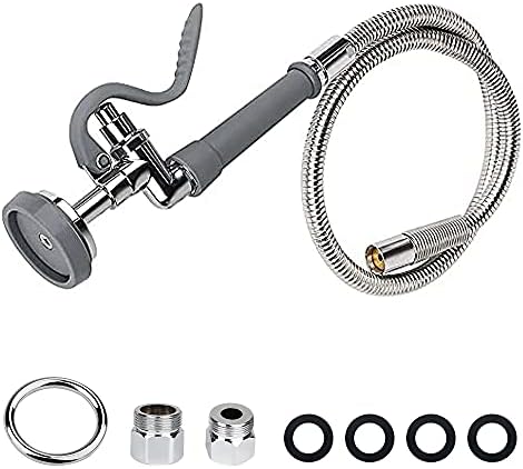 COOLWEST Pre-Rinse Spray Valve with Hose 44 Inch Stainless Commercial Hose with Sprayer Nozzle Head Replacement Kit for Commercial Kitchen Sink Faucet by COOLWEST